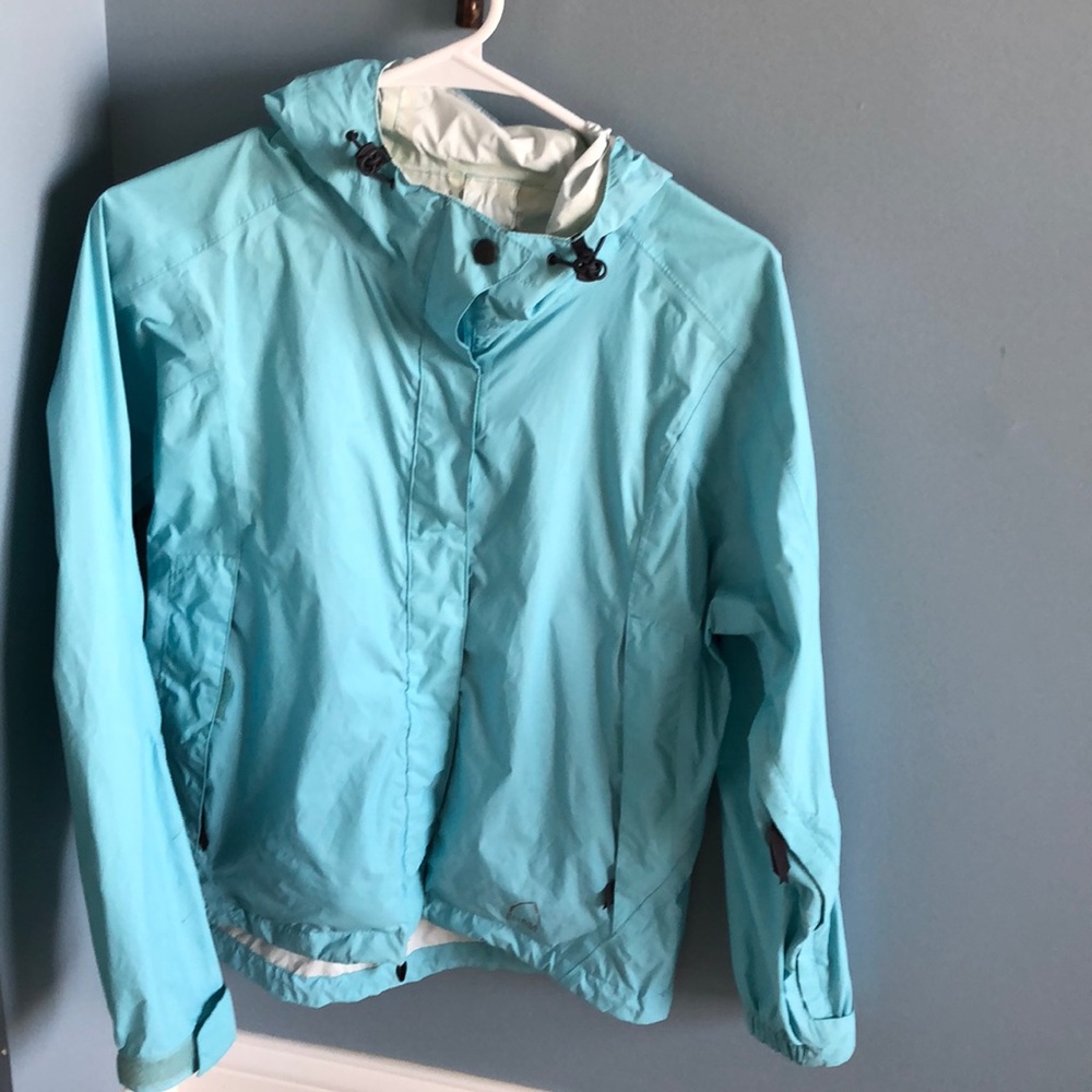 Blue rain jacket